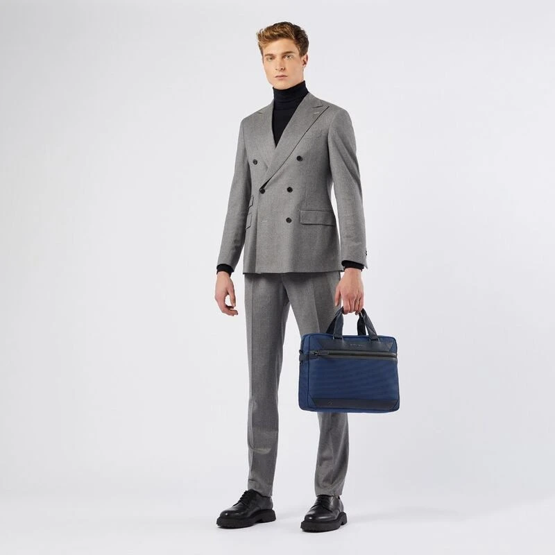 Тънка бизнес чанта Piquadro Trakai за 14 инча ноутбук, черен цвят